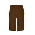 thumbnail image 6 of Wyobmus Womens Workout Long Shorts High Waisted Bermuda Shorts Loose Solid Tummy Control Walking Running Yoga Short Brown, 6 of 6