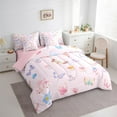 thumbnail image 3 of Homewish Cartoon Butterfly Animal Bedding Comforter Set for Kids, Cute Pink Floral King Bedding Sets, Kawaii Princess Theme Reversible Bed Sheets, Ultra Soft Bedroom Decor, 3 of 7