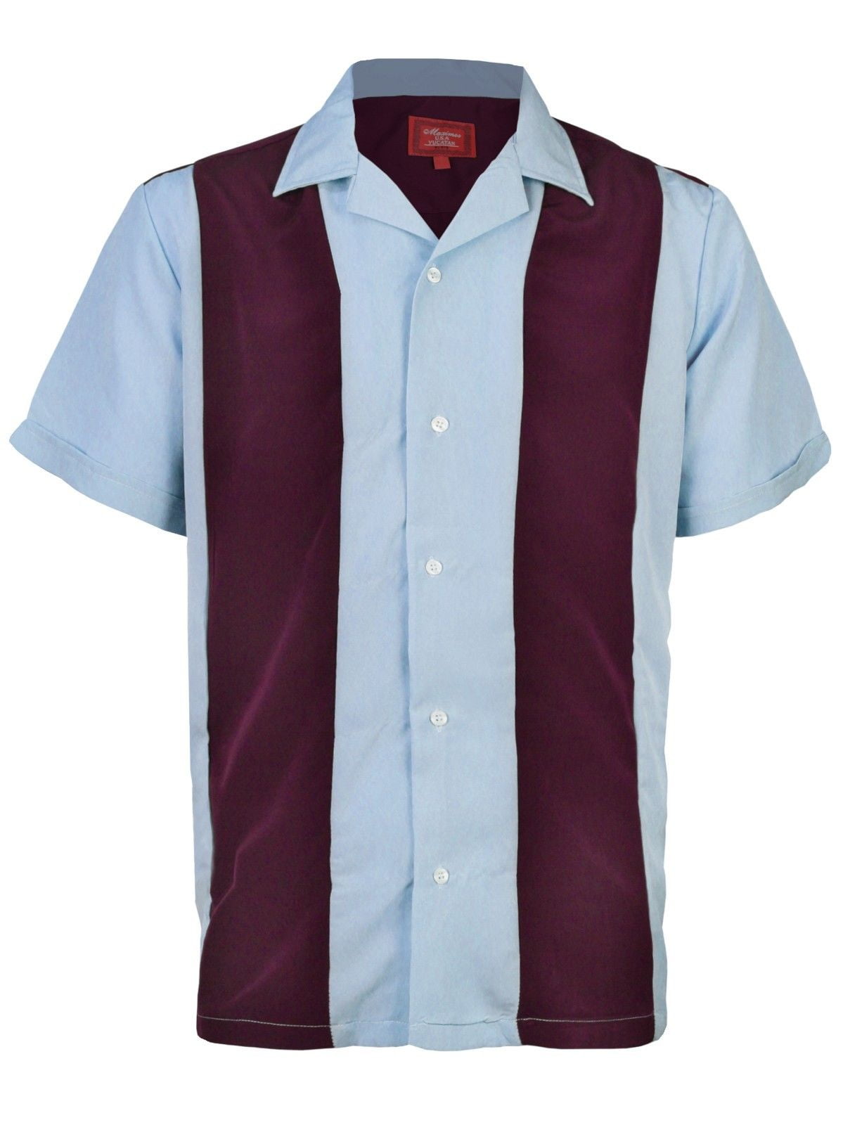 Maximos - Men's Two Tone Bowling Casual Dress Shirt (Burgundy / Light ...