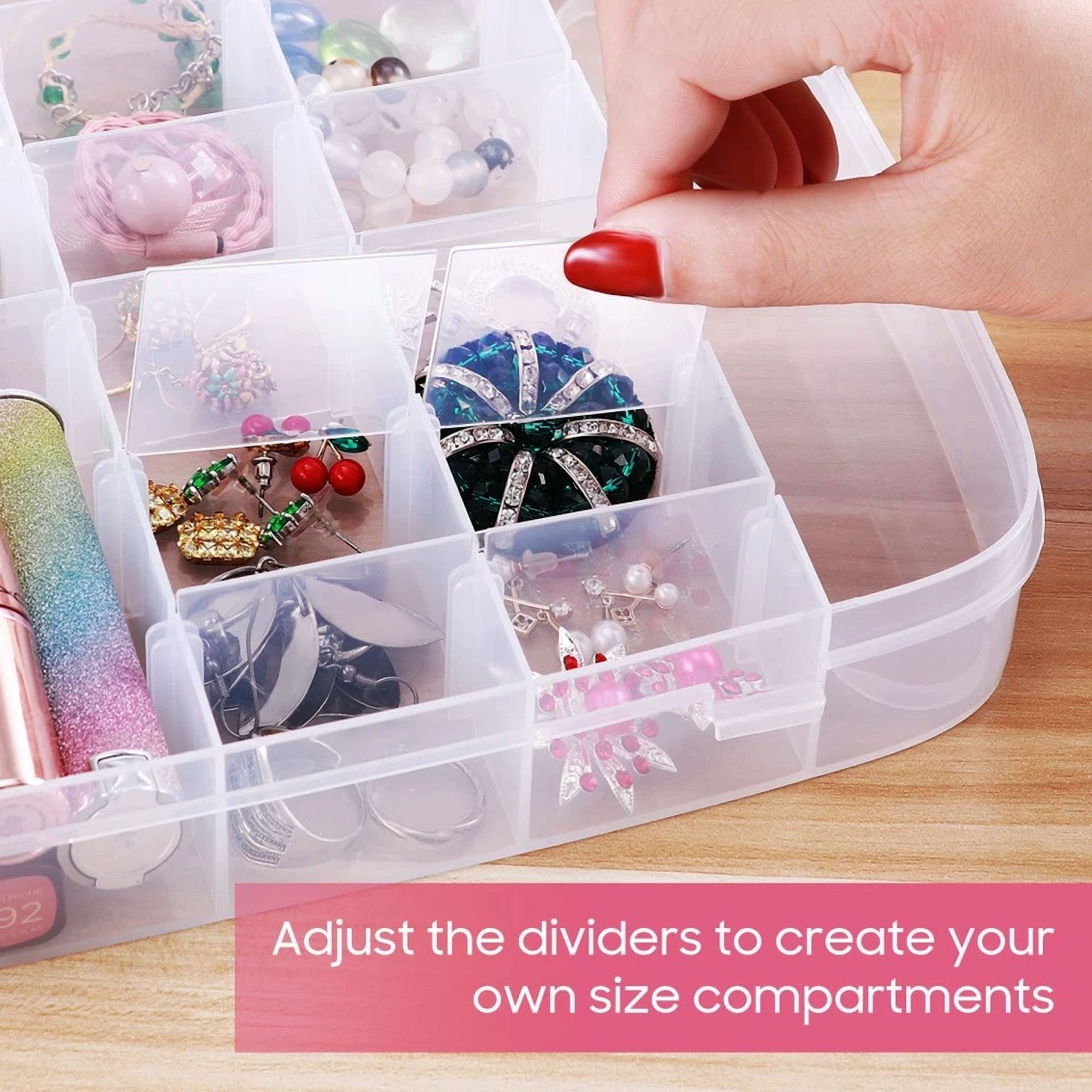 CIRCLE- Small Craft Organizer Box Plastic Case Storage Compartments Jewlery