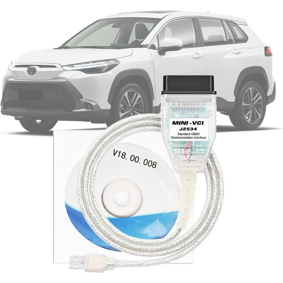 Mini VCI J2534 Cable V18.00.008 Latest Version, OBD2 Cable Connector Scanner Adapter Fit for TIS Techstream Programming Diagnostic Cable, Support Win XP WIN7 WIN10