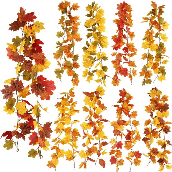 70 inches Artificial Hanging Maple Leaves Plants Fall Fake Ivy Vines Plants Wall Hanging Plants for Autumn Outdoor Indoor Patio Garden Proch Home Party Wedding Decor