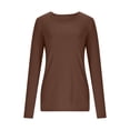 thumbnail image 5 of Maplenight Long Sleeve Thermal Shirts for Women Ribbed Knit Slim Fit Going Out Tops Basic T-Shirt with Thumb Holes Underscrubs Casual Fall Outfits, 5 of 7