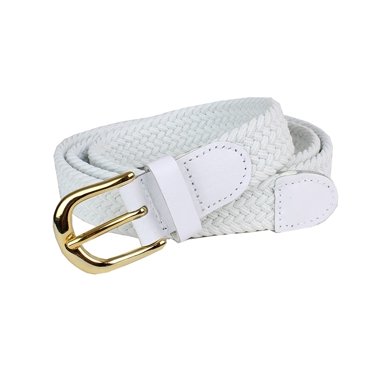 Woen's Braided Elastic Woven Stretch Belt Solid Color Gold Buckle And