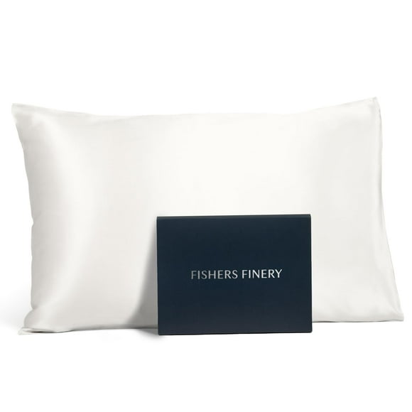 Funda de almohada Fishers Finery de 25 mm, 100% seda de morera pura, blanca