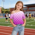 thumbnail image 6 of HAOTAGS Girls Short Sleeve T-Shirts, Cute Casual Summer Round Neck Tee Printed One-Shoulder Tops Pink Size 13, 6 of 9