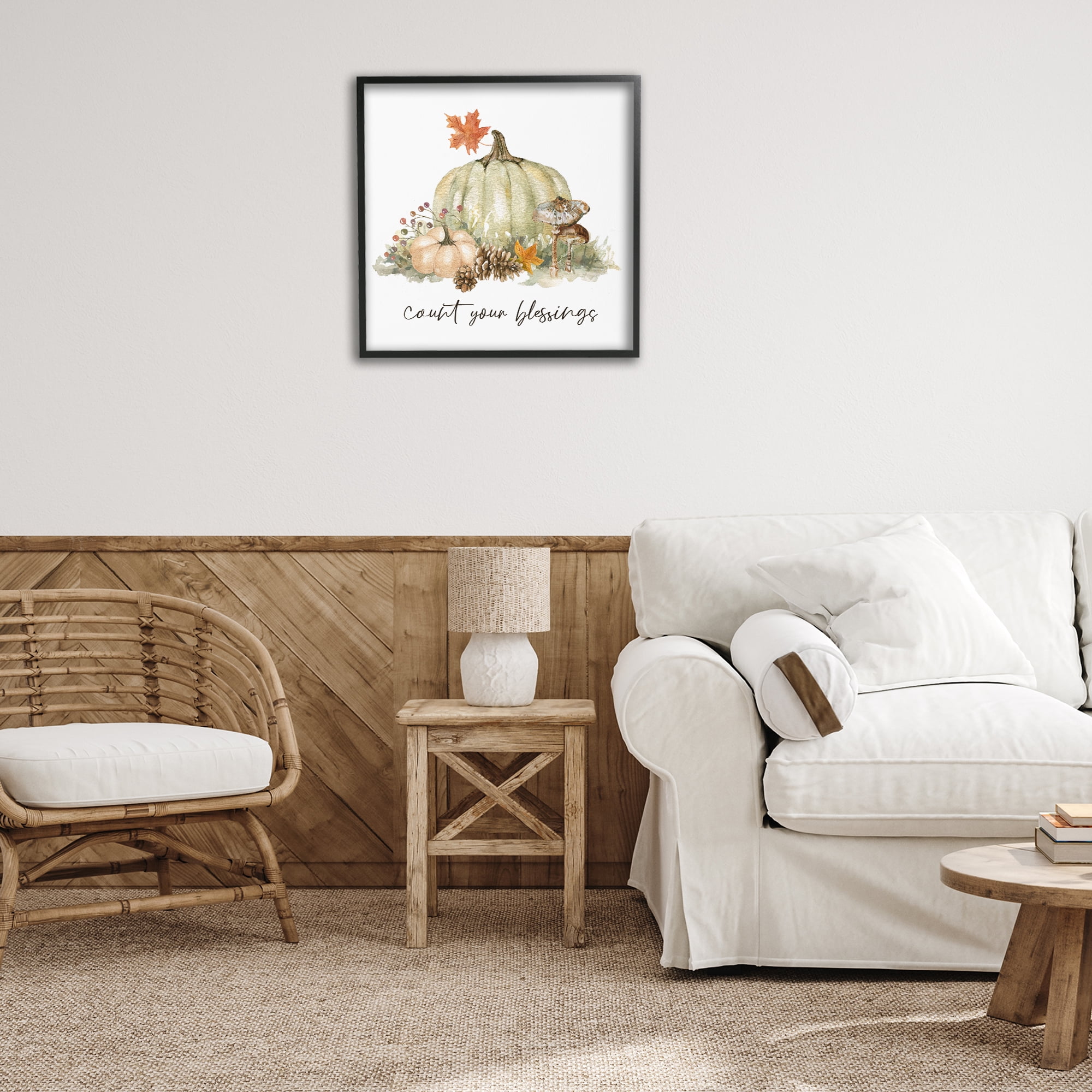 Stupell Industries Count Your Blessings Botanical & Floral Painting Black Framed Art Prints Wall Art, 24 x 24