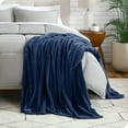 thumbnail image 4 of Bare Home Microplush Fleece Textured Blanket - 300 GSM - Fuzzy Microfleece - Soft & Plush - King, Dark Blue, 4 of 6