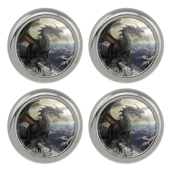 Rogue Dragon Winter Mountain Top Metal Craft Sewing Novelty Buttons - Set of 4