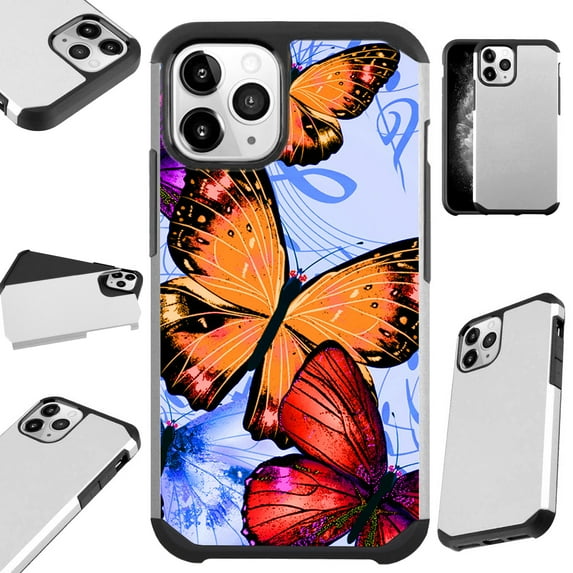 Compatible with iPhone 12 Pro Max Hybrid Fusion Guard Phone Case Cover (Orange Butterfly)