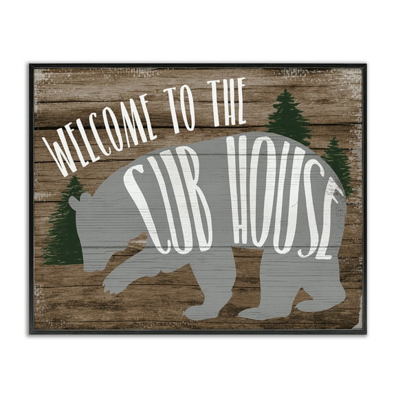 Stupell Industries Welcome Cub House Text & Numbers Painting Black Framed Art Print Wall Art, 14 x 11