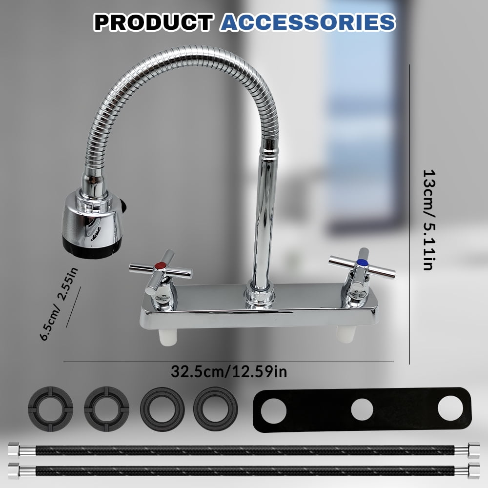 Kitchen Faucet,DFITO Brushed Nickel Kitchen Sink Faucet, 3 or 4 Hole RV Faucet for Kitchen Sink, Stainless Steel Touch Kitchen Faucet with Rotatable Faucet