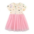 thumbnail image 3 of Emy Dola Toddler Girls Cotton Short Sleeve Turu Dress Princess Casual Cartoon Appliques Polka Dot Jersey Dresses Summer Tulle Sundress, 3 of 8