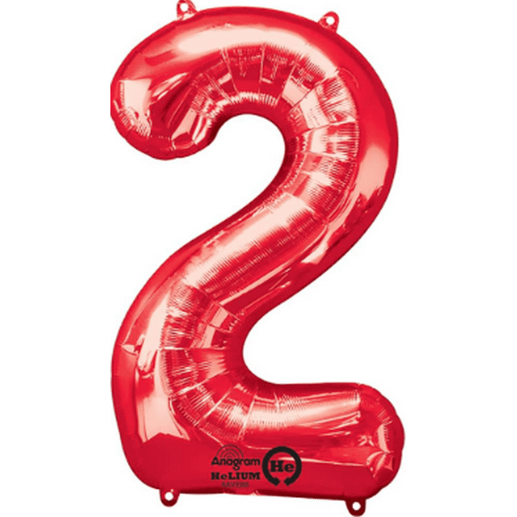 Brava - Red Foil Number 2 Balloon (34 in.)