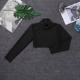 thumbnail image 5 of Mufeng Mock Neck Long Sleeve Crop Top for Teens Youth Girls Stretch Athletic Sports Gymnastic Ballet Black 16, 5 of 7