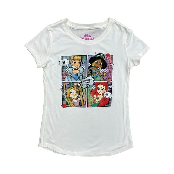 Disney Girls White Princess Power Ariel Jasmine T-Shirt Tee Shirt X-Large 14-16