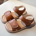 thumbnail image 5 of Gubotare Toddler Beach Shoes Girls Sandals One Pack Open Toe Summer Dress Flat Thong Girls T Strap Sandals with Ankle Strap for Little Kids Size 7 (Brown,Toddler 7), 5 of 8