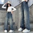 thumbnail image 4 of Xyant Girls Straight Leg Baggy Jeans Loose Denim Pants with Pockets Classic Casual,Size 4-14 Years, 4 of 9