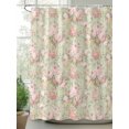 thumbnail image 2 of Pink Flowers Shower Curtain Set, Waterproof Shower Curtains for Bathroom, Green Country Botanical Floral Leaves Washable Fabric Cloth Bath Curtain for Bathtub Decoration with Hooks 72x78 Inches, 2 of 6