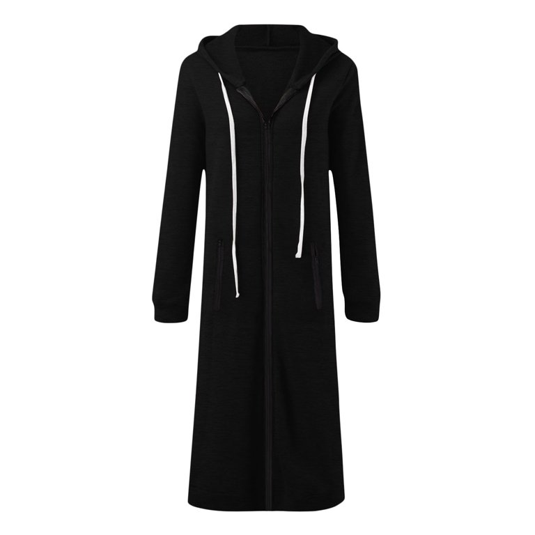 Full Zip Long Hoodie Jackets for Women Oversized Cotton Fleece