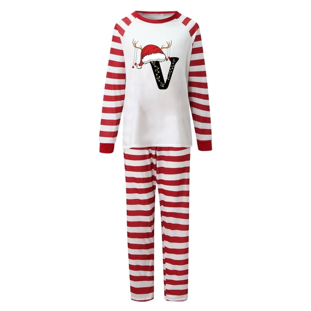 DuoJiaJ Ensemble de Pyjama de Noël Assorti pour Femmes Maman Confortable et Décontracté Col Rond Manches Longues Pantalons Vêtements de Famille Pyjamas