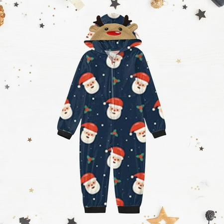 

Yrtoes Parent-child Warm Halloween Set Printed Home Wear Hoodid Pajamas Kids Jumpsuit christmas pajamas for family