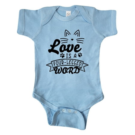 

Inktastic Love is a 4 Legged Word with Cat Ears and Whiskers Gift Baby Boy or Baby Girl Bodysuit