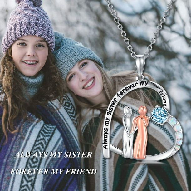 PEIMKO Christmas Gift Sterling Silver Sister Necklace Sister