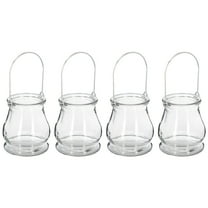 Liukekj 4pcs Glass Candle Holders with Handles Decorative Candle Stands for Home, Hydroponic Plant Display Ornaments