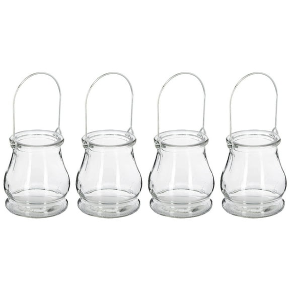 Liukekj 4pcs Glass Candle Holders with Handles Decorative Candle Stands for Home, Hydroponic Plant Display Ornaments