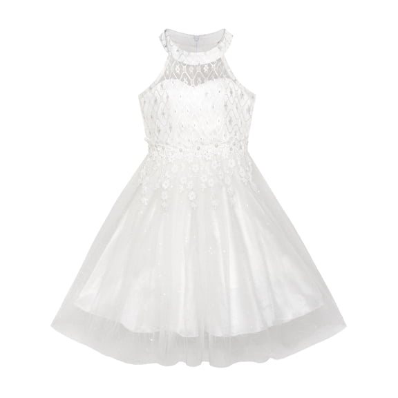 Flower Girls Dress Lace Sequins Sparkling Wedding Bridesmaid 5