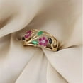 thumbnail image 4 of 9ct Multi stone Ruby,Emerald, Sapphire And simulated Diamond Band Ring, Unique Flower Design Ring, Elegant Floral Ruby Engagement Ring, 4 of 4