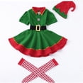 thumbnail image 5 of Disfraz de elfo navideño unisex verde y rojo para niños pequeños, hombres, familia, vacaciones, niñas y mujeres, disfraz de ayudante de Papá Noel, 5 of 5