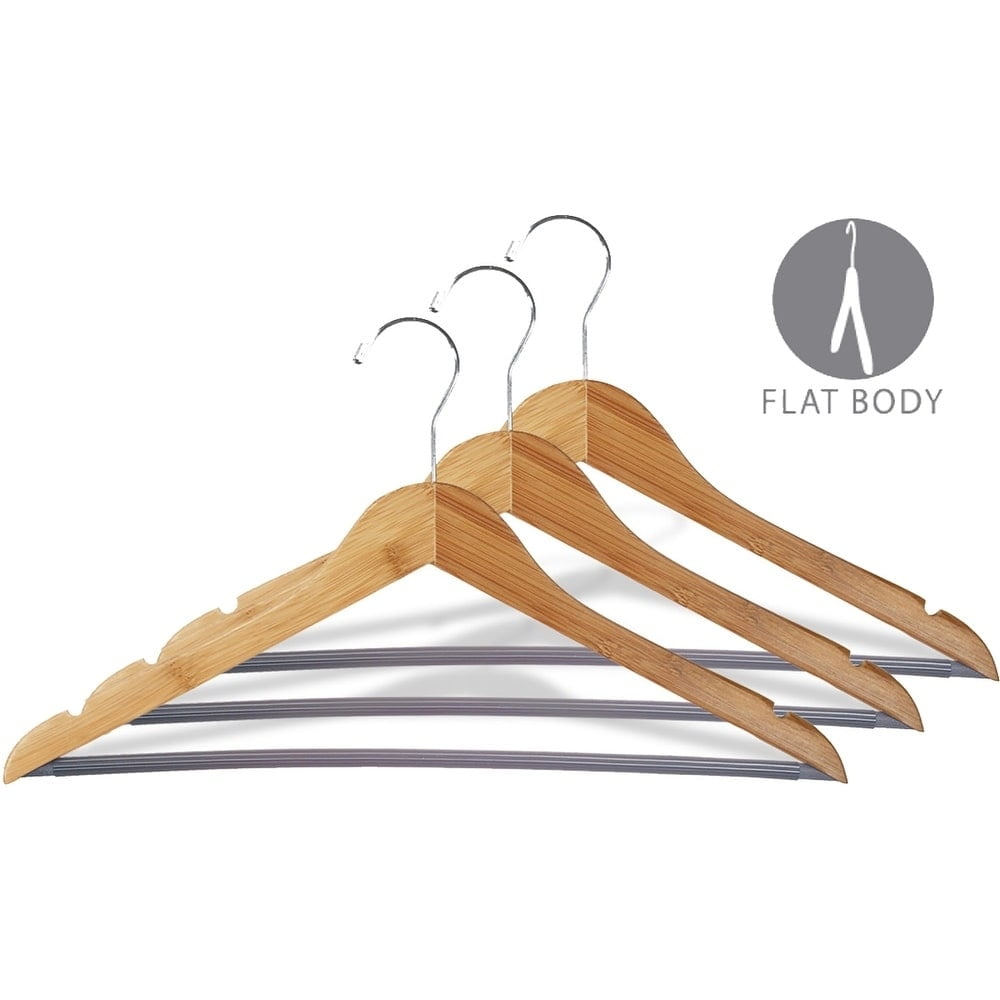 INTERNATIONAL HANGER Bamboo Suit Hanger with Vinyl Covered Bar, 50 Pack