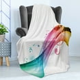 thumbnail image 4 of Colorful Soft Flannel Fleece Blanket, Abstract Pattern Illustration Rainbow Shaped Music Wave and Repeated Notes, Cozy Plush for Indoor and Outdoor Use, 70" x 90", Pearl Multicolor, by Ambesonne, 4 of 5