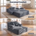 thumbnail image 3 of Aukfa 60" Oversized Chaise Lounge Chair, Convertible Sofa Bed, Corduroy Sleeper Chair with Wide Armrests, Side Pocket & 3 Pillows for Living Room/Bedroom/Apartment, Gray, 3 of 8