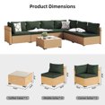 thumbnail image 4 of UPHA 7 Pieces Outdoor furniture Sets Patio Sectional Couch Wicker Conversation Sofa for Pools Outside, Gardens, Decks, Yellow Rattan, Pine Green Cushion, 4 of 10