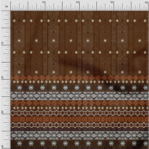 Soimoi Modal Satin Fabric Aztec Panel Print Sewing Fabric Yard 42 Inch Wide