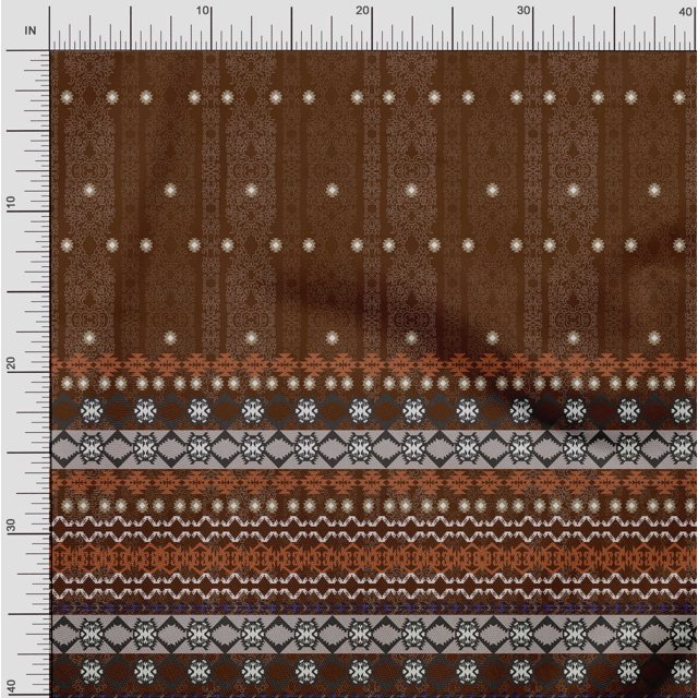Soimoi Crepe Silk Fabric Aztec Panel Printed Fabric 1 Yard 42 Inch Wide