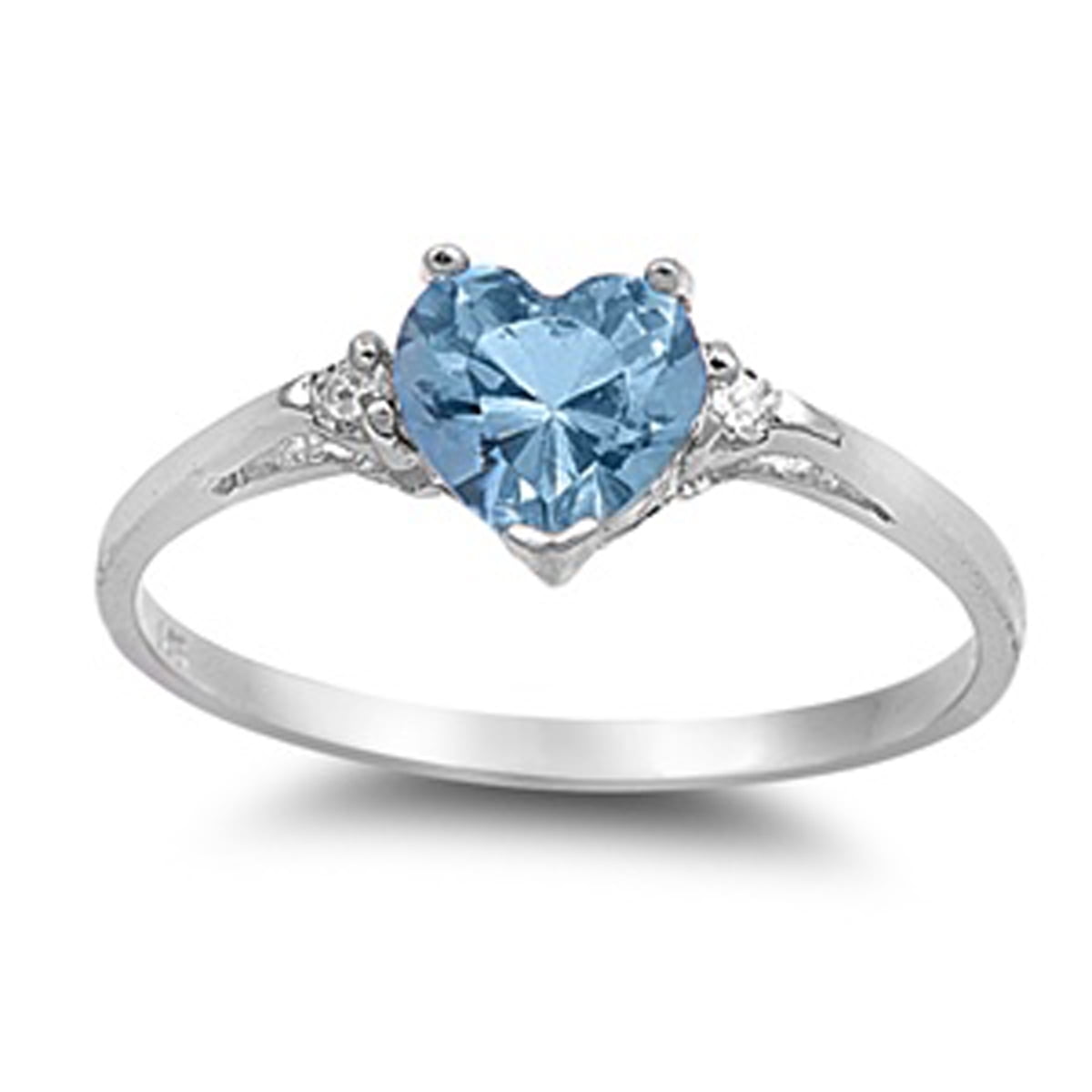Sterling Silver Women's Flawless Simulated Aquamarine Cubic Zirconia ...