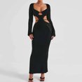 thumbnail image 4 of Vestido transparente de punto para mujer, vestido elegante y ajustado, vestido de fiesta de noche elegante, 4 of 6