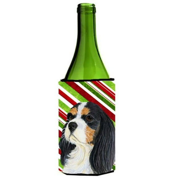 Cavalier Spaniel Candy Cane Holiday Christmas Wine bottle sleeve Hugger - 24 oz.