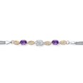 thumbnail image 2 of Gem Stone King 1.98 Cttw 925 Silver and 10K Yellow Gold IGI Certified Lab Grown Diamond and Purple Amethyst Bracelet for Women | Center Diamond 1 Ct | D-E Color | VS1-VS2 Clarity | 6.5/7/7.5 inches, 2 of 6
