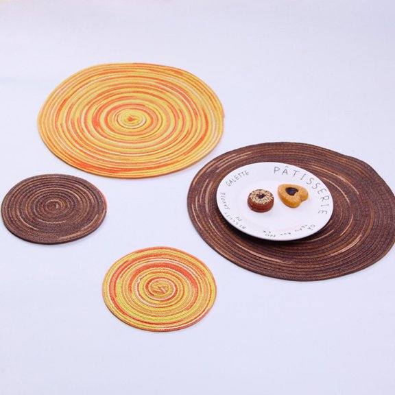 OULII Set of 2 Handmade Yellow Placemats Protective Table Mats for Home Dining