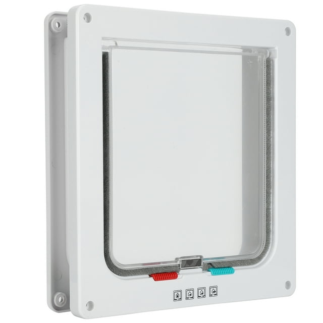 Cat Flap Door, Small Pet Door Plastic Exquisite Weatherproof 4 Switching Modes With Screw For Household For Indoor And Outdoor White M