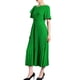 thumbnail image 4 of Vestido de verano midi para mujer con cuello asimétrico y dobladillo plisado, mangas cortas con volantes, color verde, 4 of 6