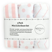 NODNAL Co. Infant/Toddler Printed Cotton Fitted Sheets, Playard/Portable Crib, 3-Pieces