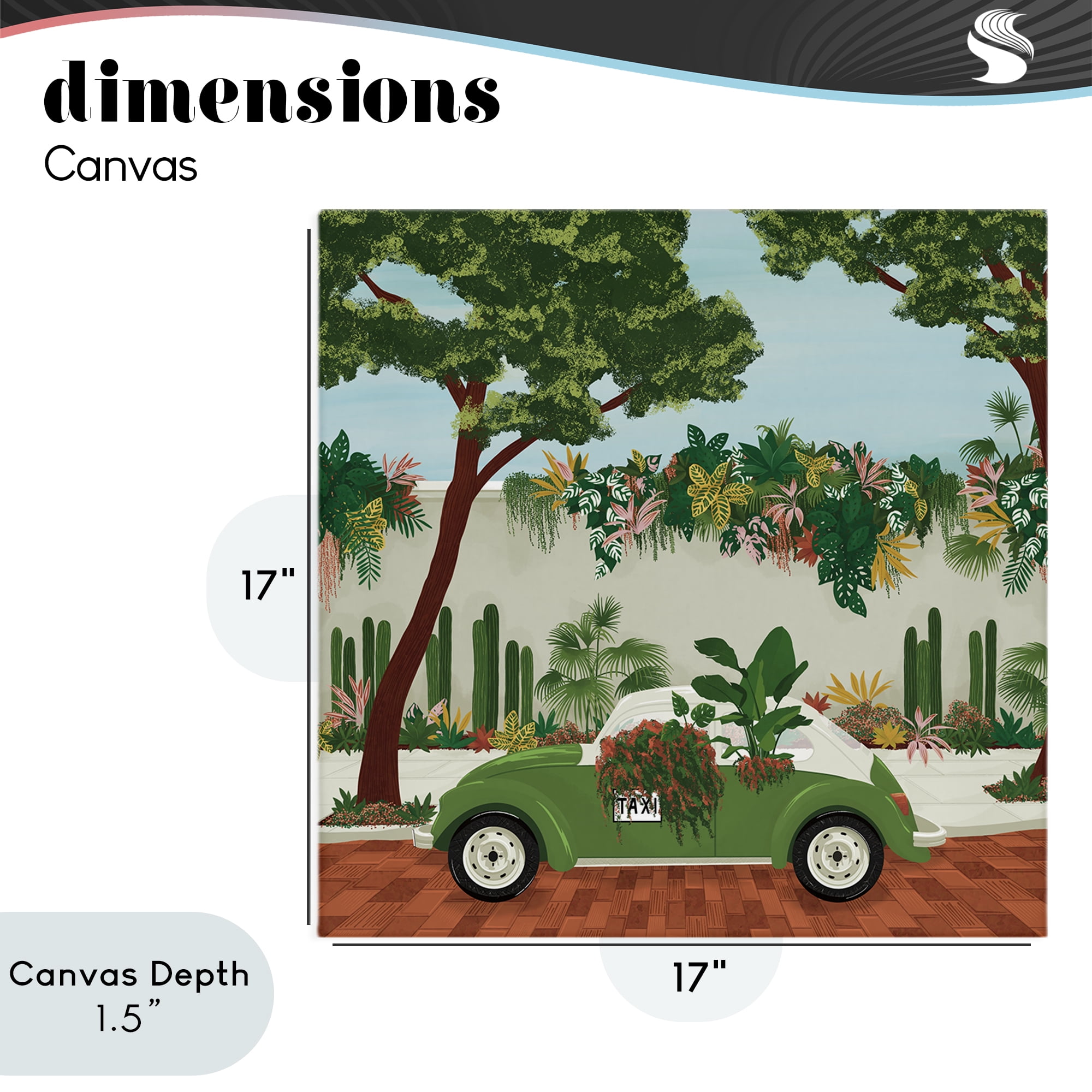 Stupell Industries Overgrown Garden Taxi Canvas Wall Art, design by Vero Illustrates