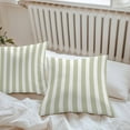 thumbnail image 5 of Sage Green White Striped Outdoor Pillow Covers Pack of 2 Gradient Geometric Waterproof Throw Pillow Covers Decorative Cushion Cases for Patio Garden Tent Balcony Couch 18x18 inch, 5 of 8