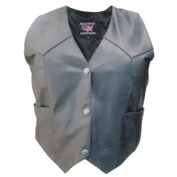 - Ladies Fashion Small Size Heavy Duty Basic Plain Lambskin Leather Vest With Black Hardware